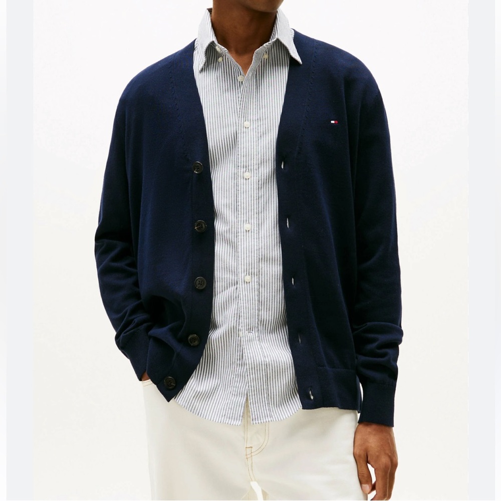 Tommy Hilfiger Cotton /Cashmere V- Neck Button- Up Cardigan Navy Men’s XXXL New